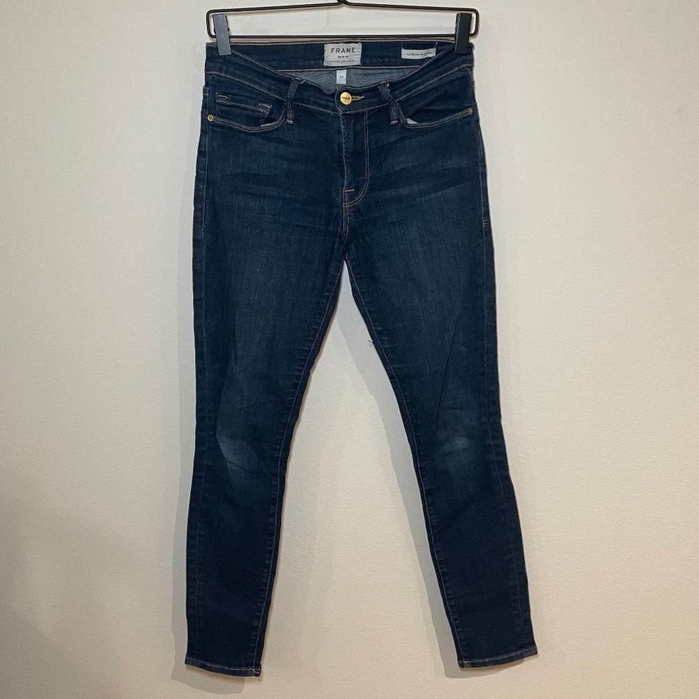 Frame Jeans Women's Size 27 Blue Dark Wash Le Skinny de Jeanne Preppy Denim
